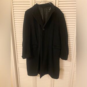 Men’s Peacoat Italian Wool & Cashmere Black Size 42R Trench Dress Business Prep